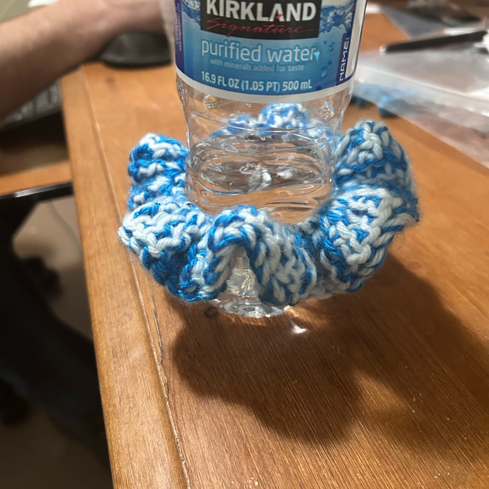 Blue and White Crocheted Scrunchie - Picture 2 of 2